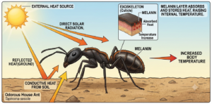Diagram of how ants absorb heat